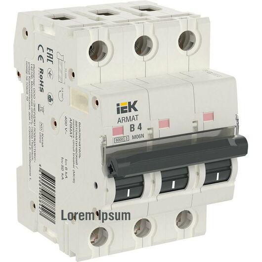Выключатель автоматический модульный 3п B 4А M06N ARMAT IEK AR-M06N-3-B004 • Купить по низкой цене в интернет-магазине СМЭК