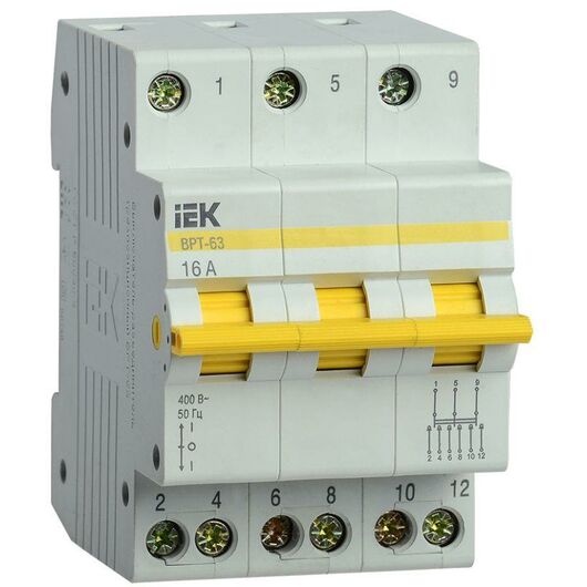 Выключатель-разъединитель трехпозиционный 3п ВРТ-63 16А IEK MPR10-3-016 • Купить по низкой цене в интернет-магазине СМЭК
