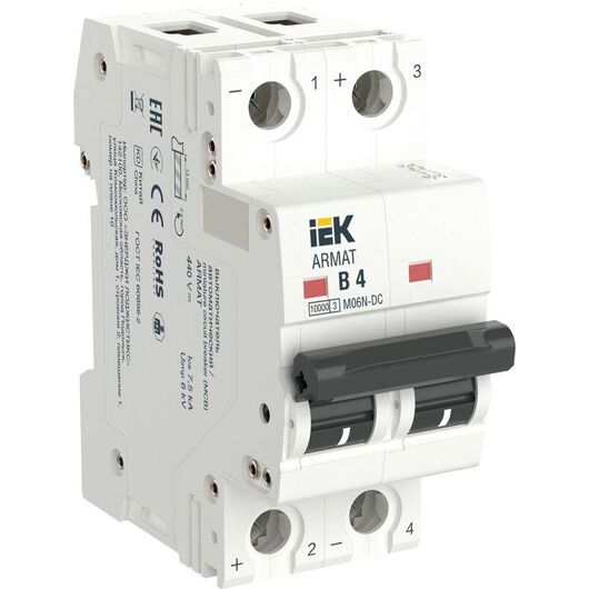 Выключатель автоматический модульный 2п B 4А M06N-DC ARMAT IEK AR-M06N-2-B004DC • Купить по низкой цене в интернет-магазине СМЭК