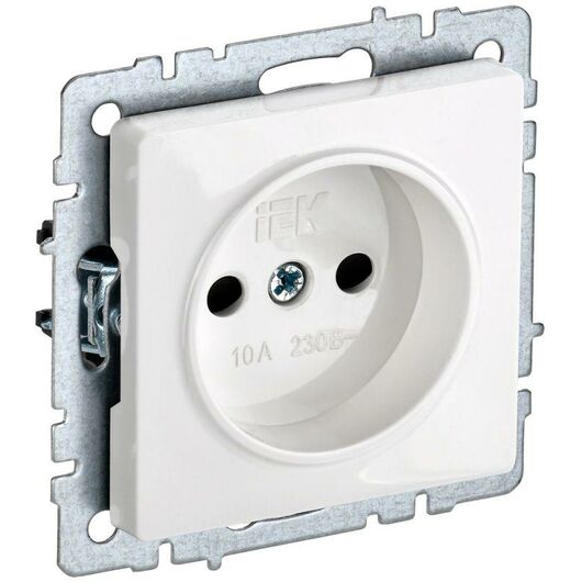 Розетка BRITE РС10-1-0-БрБ 10А без заземл. без защ. шторок бел. IEK BR-R10-10-K01 • Купить по низкой цене в интернет-магазине СМЭК