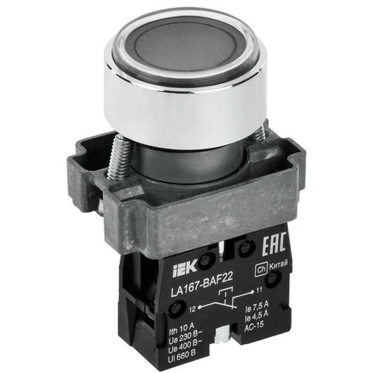 Кнопка LA167-BAF22 d22мм 1р черн. IEK BBT20-BAF22-2-22-67-K02 • Купить по низкой цене в интернет-магазине СМЭК