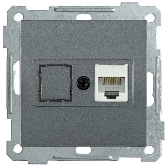 Розетка компьютерная СП Bolero РК11-1-Б RJ45 кат.6 механизм антрацит IEK EKB16-01-K95 • Купить по низкой цене в интернет-магазине СМЭК