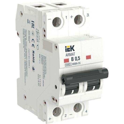 Выключатель автоматический модульный 2п B 0.5А M06N-DC ARMAT IEK AR-M06N-2-B0D5DC • Купить по низкой цене в интернет-магазине СМЭК