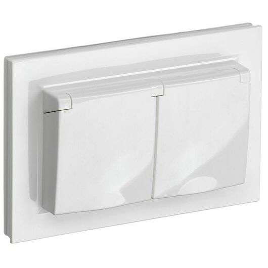 Розетка 2-м СП BRITE РСбш12-3-44-БрБ 16А в сборе IP44 с крышкой бел. IEK BR-R26-16-44-K01-F • Купить по низкой цене в интернет-магазине СМЭК
