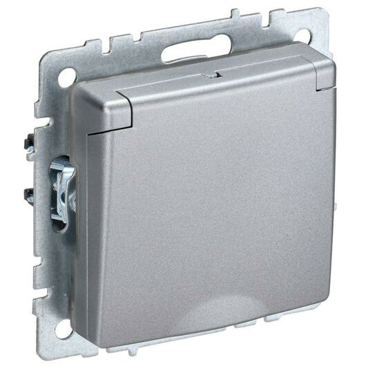 Розетка BRITE РСбш10-3-БрА 16А IP20 с заземл. защ. шторки с крышкой алюм. IEK BR-R16-16-K47 • Купить по низкой цене в интернет-магазине СМЭК