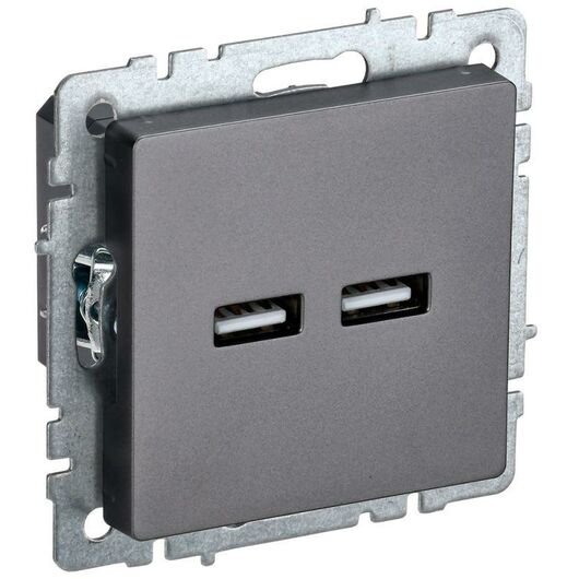 Розетка BRITE USB A+A 3.1А РЮ10-1-БрС сталь IEK BR-U21-D31-K46 • Купить по низкой цене в интернет-магазине СМЭК