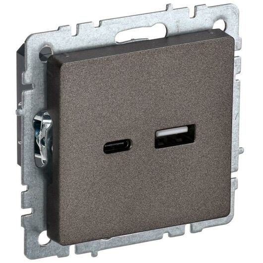 Розетка BRITE USB A+C 18Вт РЮ11-1-БрТБ бр. IEK BR-U22-018-K45 • Купить по низкой цене в интернет-магазине СМЭК