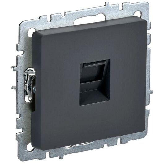 Розетка компьютерная СП RJ45 кат.5E BRITE РК10-БрГ графит IEK BR-K10-1-K53 • Купить по низкой цене в интернет-магазине СМЭК