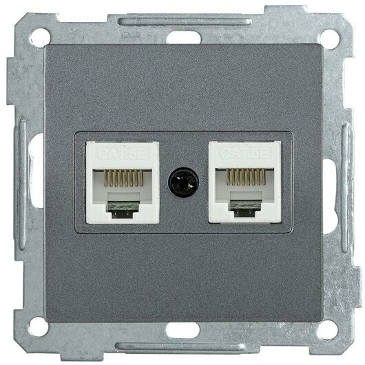 Розетка компьютерная 2-м СП Bolero РК10-2-Б RJ45 кат.5E механизм антрацит IEK EKB25-K95 • Купить по низкой цене в интернет-магазине СМЭК