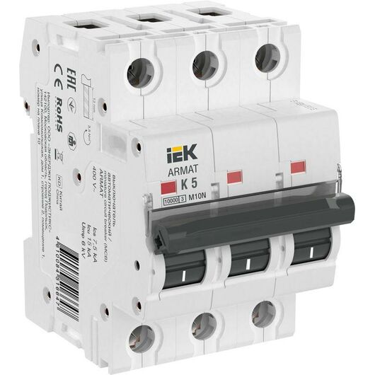 Выключатель автоматический модульный 3п K 5А M10N ARMAT IEK AR-M10N-3-K005 • Купить по низкой цене в интернет-магазине СМЭК
