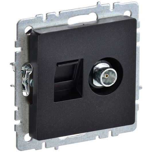 Розетка компьютерная + телевизионная 2-м Brite РТВ/РК12-БрЧ RJ45 кат.5E + TV черн. IEK BR-AK20-1-K02 • Купить по низкой цене в интернет-магазине СМЭК