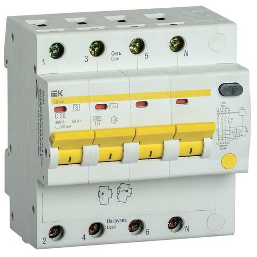 Выключатель автоматический дифференциального тока селективный 4п 20А 300мА тип AC АД14S IEK MAD13-4- • Купить по низкой цене в интернет-магазине СМЭК
