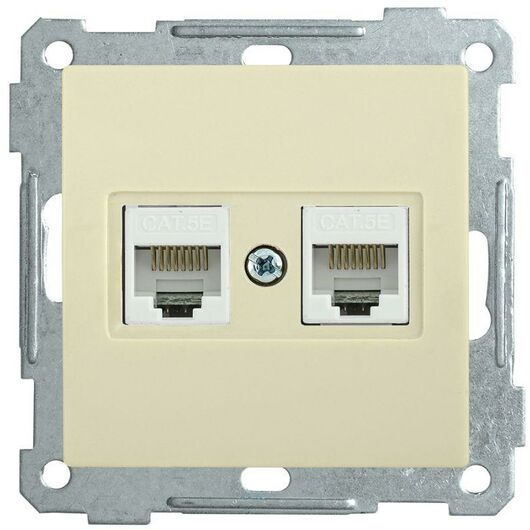 Розетка компьютерная 2-м СП Bolero РК10-2-Б RJ45 кат.5E механизм крем. IEK EKB25-K33 • Купить по низкой цене в интернет-магазине СМЭК
