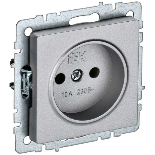 Розетка BRITE РС10-1-0-БрА 10А без заземл. без защ. шторок алюм. IEK BR-R10-10-K47 • Купить по низкой цене в интернет-магазине СМЭК