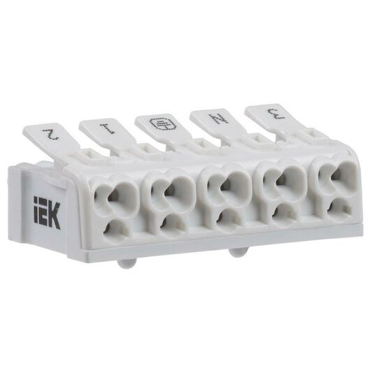 Клемма пружинная соединительная КСПн5-3L+N+PE IEK UKZ-B06-5P-F1-E0-10 • Купить по низкой цене в интернет-магазине СМЭК