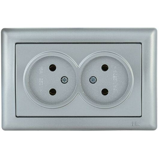 Розетка 2-м СП Bolero РС20-1-0-БС 10А IP20 без заземл. механизм серебр. IEK ERB20-K23-10 • Купить по низкой цене в интернет-магазине СМЭК
