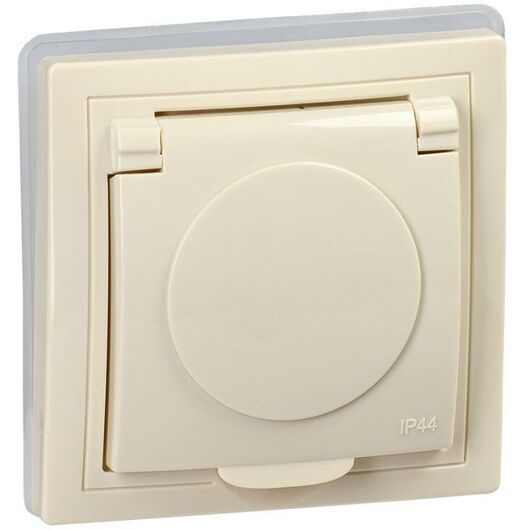 Розетка 1-м СП Кварта РСбш10-3-ККм-44 16А IP44 с заземл. крем. IEK KV-R16-16-44-K33 • Купить по низкой цене в интернет-магазине СМЭК
