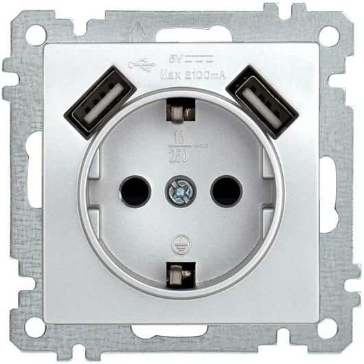 Розетка 1-м СП Bolero Рюш10-1-Б 16А IP20 с заземл. защ. шторки с 2-мя заряд. устройствами USB 2.1А м • Купить по низкой цене в интернет-магазине СМЭК