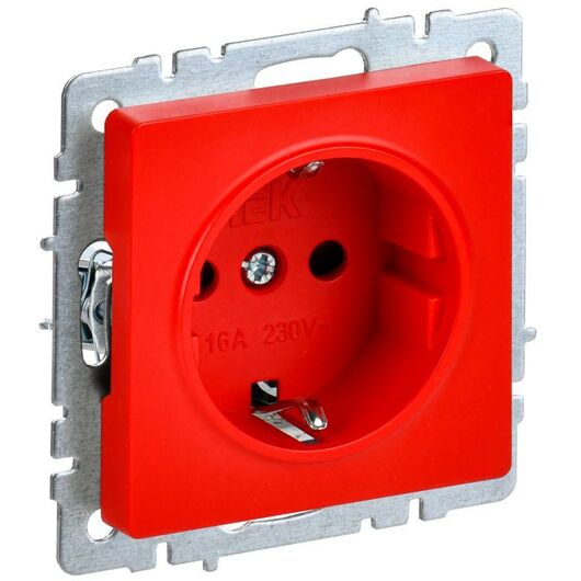 Розетка BRITE РС14-1-0-БрК 16А с заземл. защ. шторки красн. IEK BR-R14-16-K04 • Купить по низкой цене в интернет-магазине СМЭК