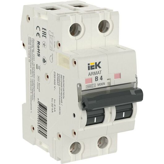 Выключатель автоматический модульный 2п B 4А M06N ARMAT IEK AR-M06N-2-B004 • Купить по низкой цене в интернет-магазине СМЭК