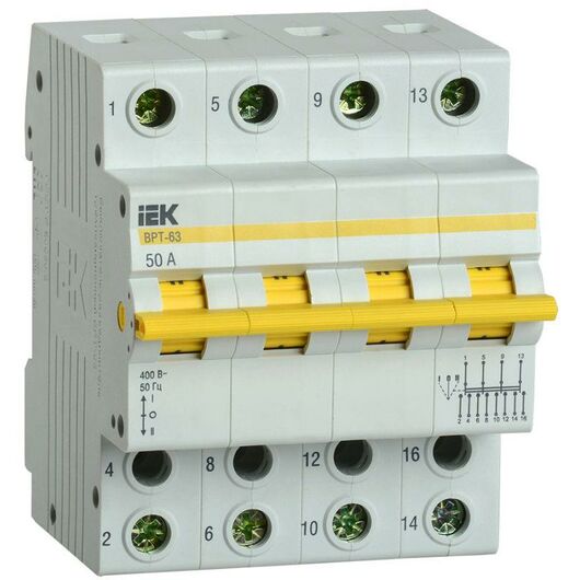 Выключатель-разъединитель трехпозиционный 4п ВРТ-63 50А IEK MPR10-4-050 • Купить по низкой цене в интернет-магазине СМЭК