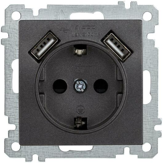 Розетка 1-м СП Bolero Рюш10-1-Б 16А IP20 с заземл. защ. шторки с 2-мя заряд. устройствами USB 2.1А м • Купить по низкой цене в интернет-магазине СМЭК