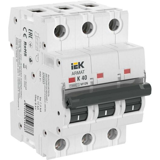 Выключатель автоматический модульный 3п K 40А M10N ARMAT IEK AR-M10N-3-K040 • Купить по низкой цене в интернет-магазине СМЭК