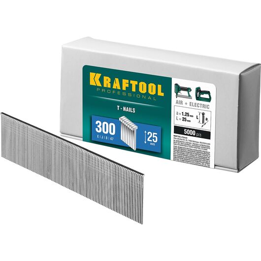 Гвозди для нейлера KRAFTOOL тип 300 25 мм 5000 шт. 31785-25 • Купить по низкой цене в интернет-магазине СМЭК