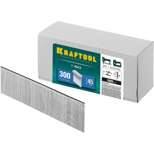Гвозди для нейлера KRAFTOOL тип 300 45 мм 5000 шт. 31785-45 • Купить по низкой цене в интернет-магазине СМЭК