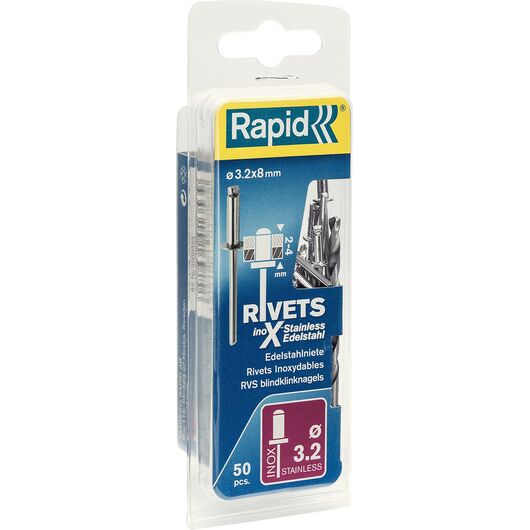 Нержавеющая заклепка RAPID 3.2х8 мм 50 шт. 5000393 • Купить по низкой цене в интернет-магазине СМЭК