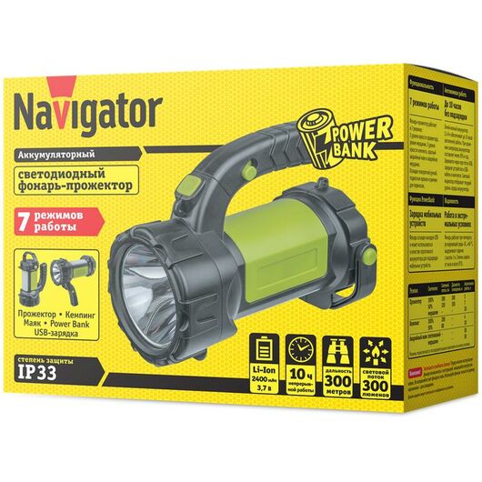 Фонарь-прожектор аккумуляторный кемпинговый NPT-SP24-ACCU 1LED 3Вт + 10LED 3Вт аккум. 3.7В 2.4А.ч NAVIGATOR 14510, изображение 3 • Купить по низкой цене в интернет-магазине СМЭК