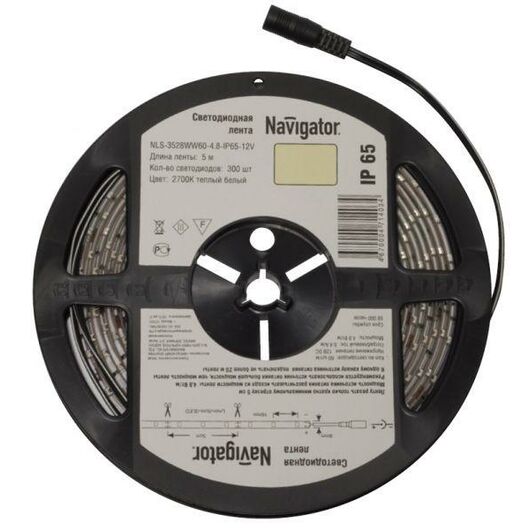 Лента светодиодная NLS-3528R60-4.8 IP65 12B R5 4.8Вт/м (уп.5м) Navigator 71406 • Купить по низкой цене в интернет-магазине СМЭК