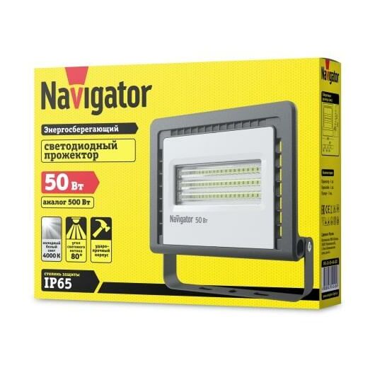 Прожектор светодиодный NFL-01-50-4K-LED 50Вт 4000К IP65 4100лм черн. Navigator 14145 • Купить по низкой цене в интернет-магазине СМЭК