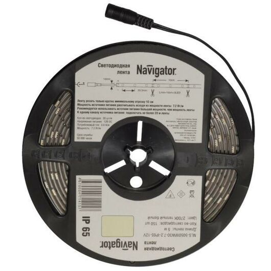 Лента светодиодная NLS-5050WW30-7.2 IP65 12B R5 7.2Вт/м (уп.5м) Navigator 71415 • Купить по низкой цене в интернет-магазине СМЭК