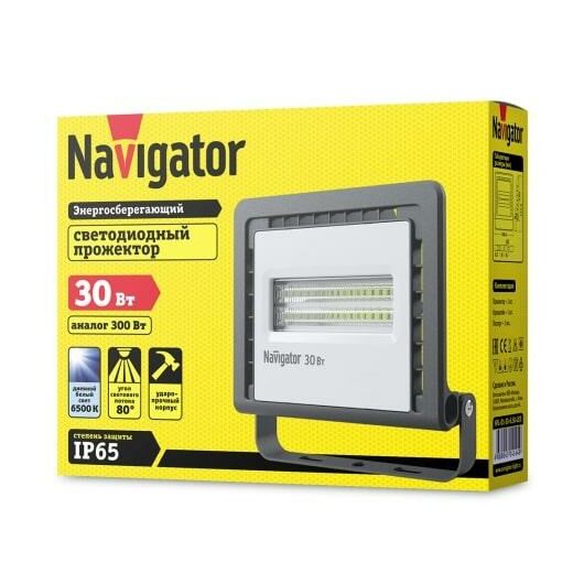 Прожектор светодиодный NFL-01-30-6.5K-LED 30Вт 6500К IP65 2400лм черн. Navigator 14144 • Купить по низкой цене в интернет-магазине СМЭК