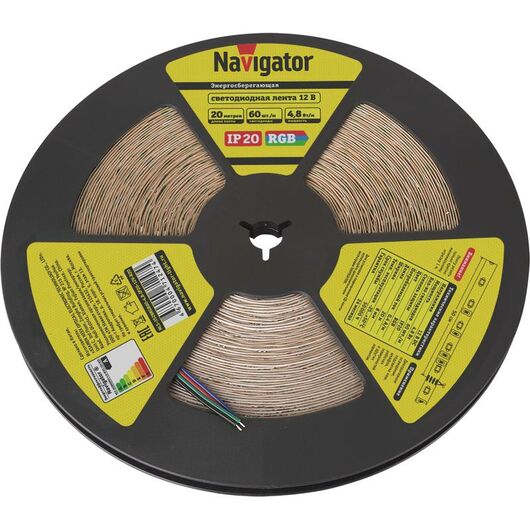Лента светодиодная NLS-3528RGB60-4.8-IP20-12V-R20 4.8Вт/м (уп.50м) NAVIGATOR 71247, изображение 2 • Купить по низкой цене в интернет-магазине СМЭК