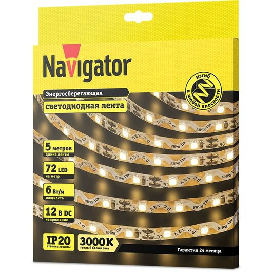 Лента светодиодная NLS-2835WWST72-6-IP20-12V (уп.5м) NAVIGATOR 14471, изображение 3 • Купить по низкой цене в интернет-магазине СМЭК