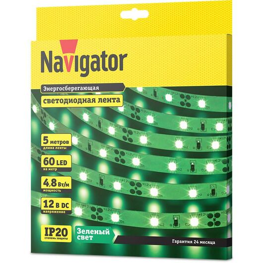 Лента светодиодная NLS-3528G60-4.8-IP20-12V R5 (уп.5м) Navigator 80296 • Купить по низкой цене в интернет-магазине СМЭК