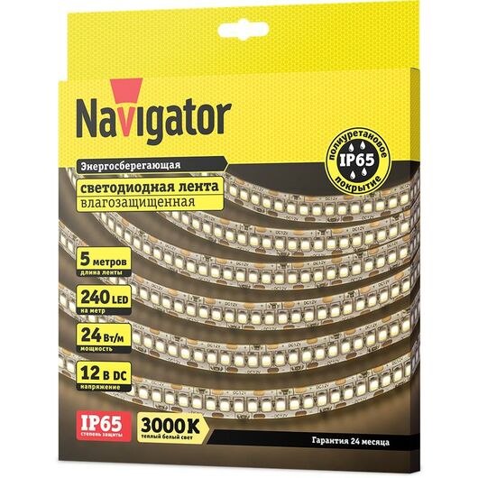 Лента светодиодная NLS-2835WW240-24-IP65-12V (уп.5м) NAVIGATOR 14462, изображение 2 • Купить по низкой цене в интернет-магазине СМЭК