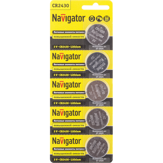 Элемент питания литиевый CR2430 NBT-CR2430-BP5 (блист.5шт) Navigator 94781 • Купить по низкой цене в интернет-магазине СМЭК