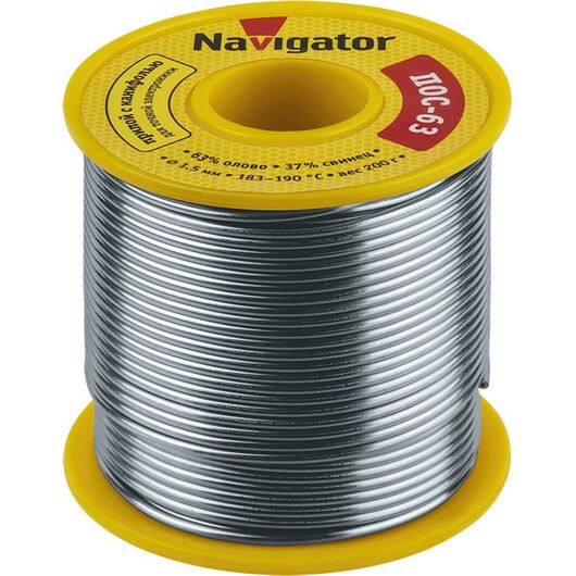Припой NEM-Pos05-63K-1.5-K200 (ПОС-63 катушка 1.5мм 200г) NAVIGATOR 93783 • Купить по низкой цене в интернет-магазине СМЭК