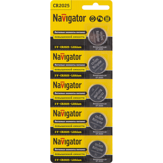 Элемент питания литиевый CR2025 NBT-CR2025-BP5 (блист.5шт) Navigator 94764 • Купить по низкой цене в интернет-магазине СМЭК