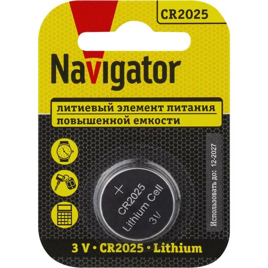 Элемент питания литиевый CR2025 NBT-CR2025-BP1 (блист.1шт) NAVIGATOR 93822 • Купить по низкой цене в интернет-магазине СМЭК