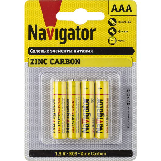 Элемент питания солевой AAA/R03 NBT-NS-AAA/R03-BP4 (блист.4шт) Navigator 94767 • Купить по низкой цене в интернет-магазине СМЭК
