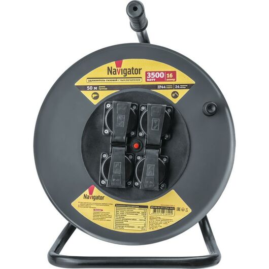 Удлинитель на катушке 4х50м с заземл. 16А IP44 КГ 3х2.5 NPE-RM-04-50-E-IP44-3x2.5 NAVIGATOR 93899 • Купить по низкой цене в интернет-магазине СМЭК