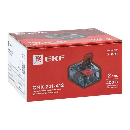 Клемма СМК 221-412 2 отверстия 0.2-4.0кв.мм (уп.100шт) PROxima EKF plc-smk-221-412, изображение 4 • Купить по низкой цене в интернет-магазине СМЭК