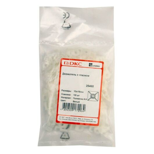 Держатель для хомутов d10-19 бел. с глаз. (уп.100шт) DKC 25460 • Купить по низкой цене в интернет-магазине СМЭК