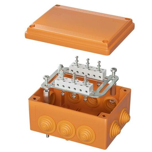 Коробка пластиковая FS с кабельными вводами и клеммниками IP55 240х190х90мм 8р 450V 20А 10кв.мм нерж. контакт DKC FSK41810 • Купить по низкой цене в интернет-магазине СМЭК