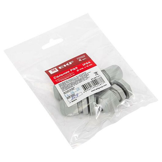 Сальник PG9 IP54 отв. d16мм провод d4-8мм (уп.4шт) PROxima EKF plc-pg-9-4-r, изображение 3 • Купить по низкой цене в интернет-магазине СМЭК