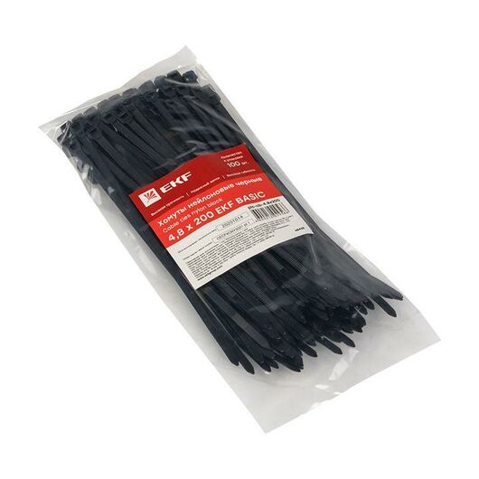 Хомут кабельный 4.8х200 нейл. черн. (уп.100шт) EKF plc-cb-4.8x200, изображение 3 • Купить по низкой цене в интернет-магазине СМЭК